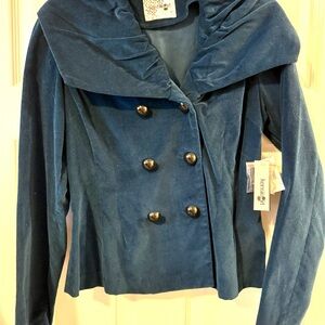 NWT KensieGirl size L Blue Velvet Women's Jacket